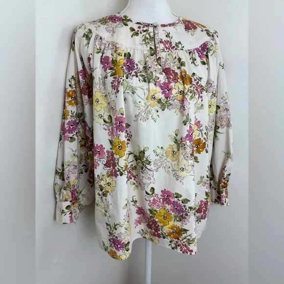 Johnny Was Isabella Cotton Blouse In Multicolor Floral Size Large
